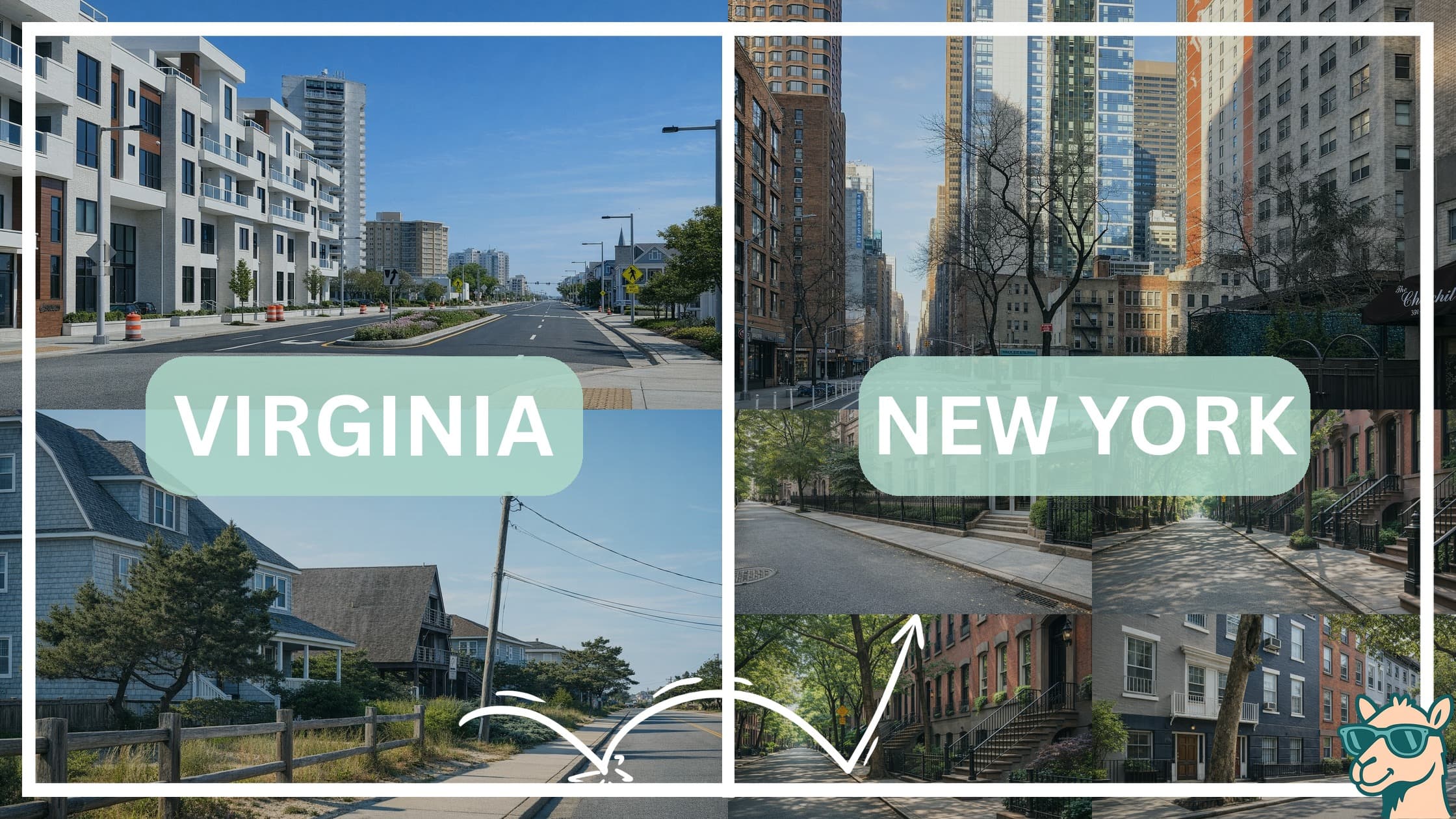 comparison of housing options and types between neighborhoods in Virginia and New York