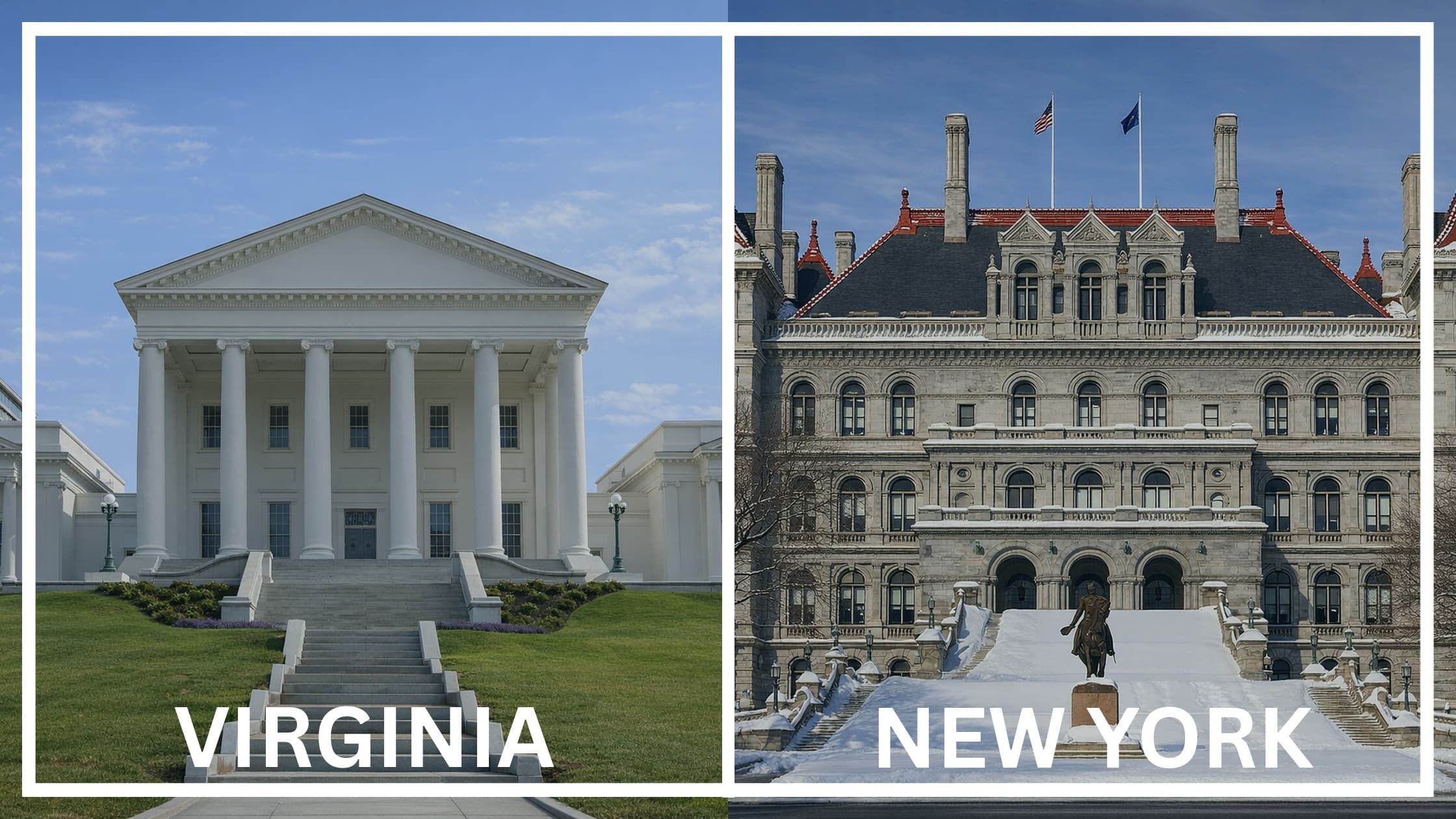 Comparing the state capitol buildings between Virginia and New York.