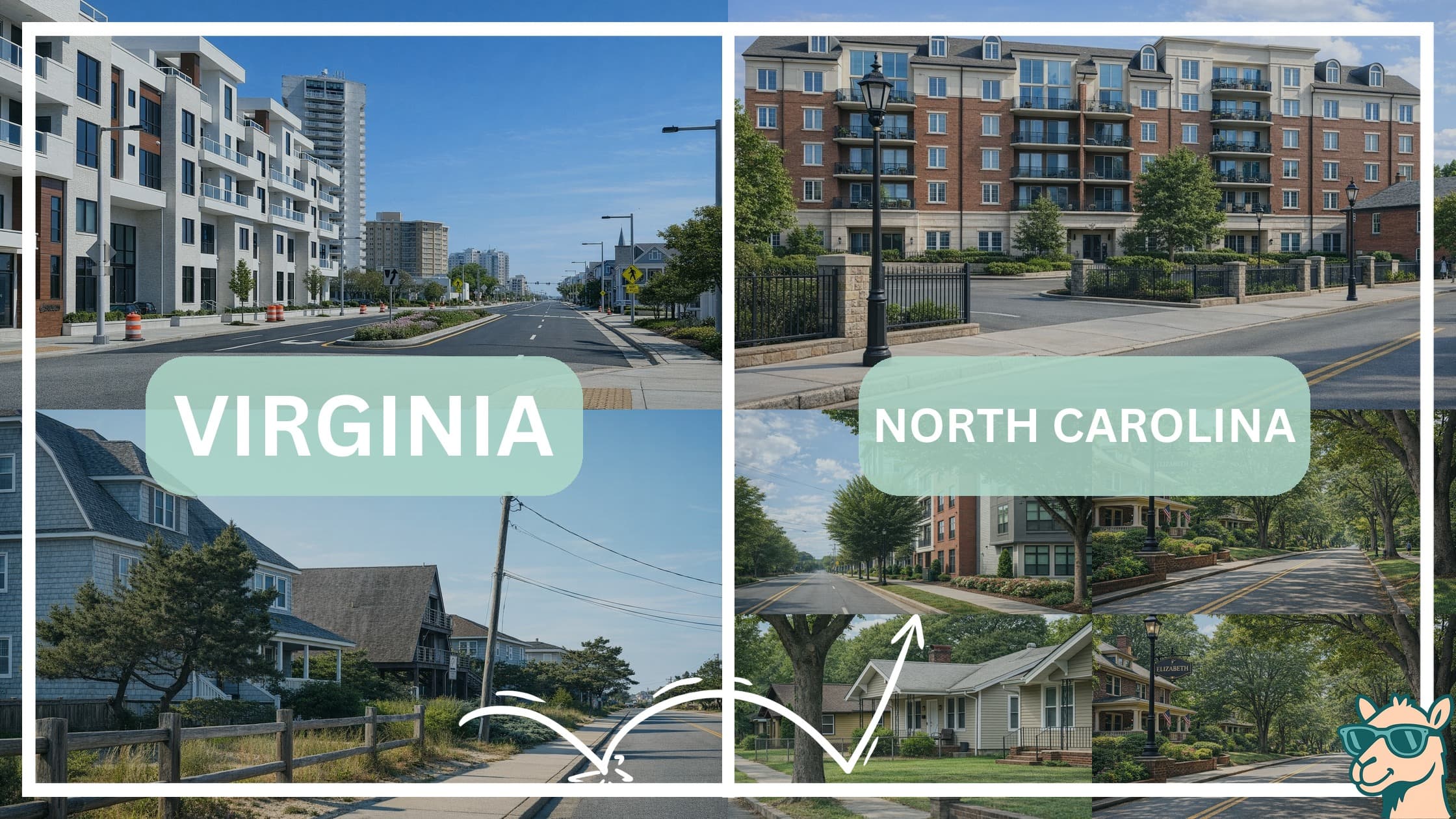 comparison of housing options and types between neighborhoods in Virginia and North Carolina