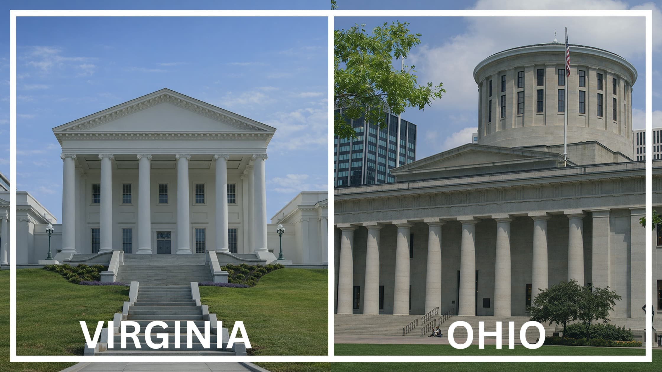 Comparing the state capitol buildings between Virginia and Ohio.