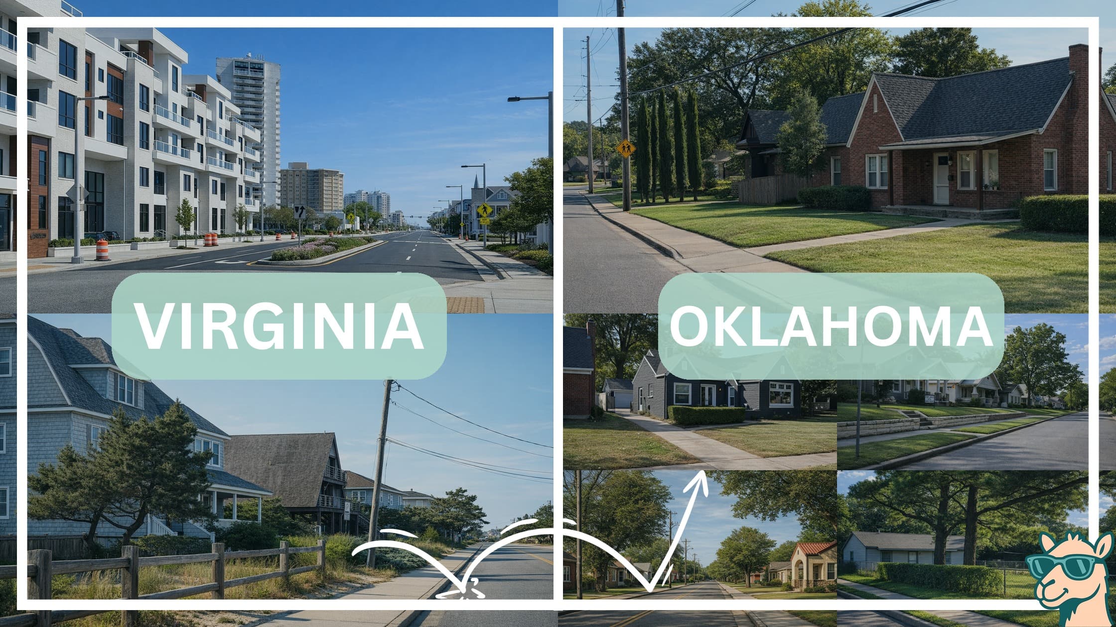 comparison of housing options and types between neighborhoods in Virginia and Oklahoma
