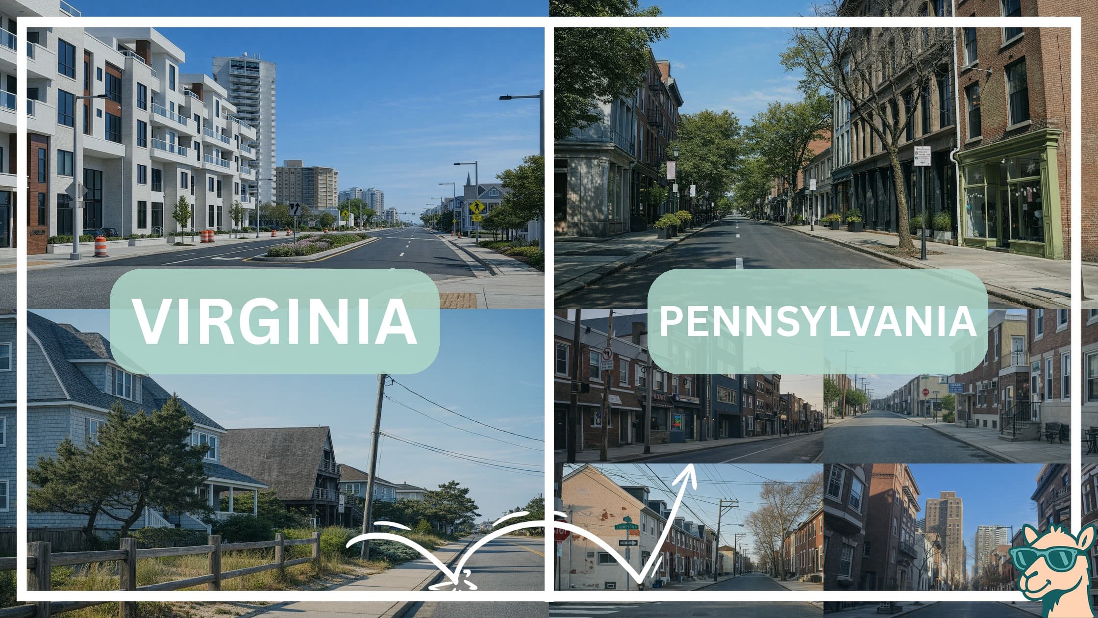 comparison of housing options and types between neighborhoods in Virginia and Pennsylvania