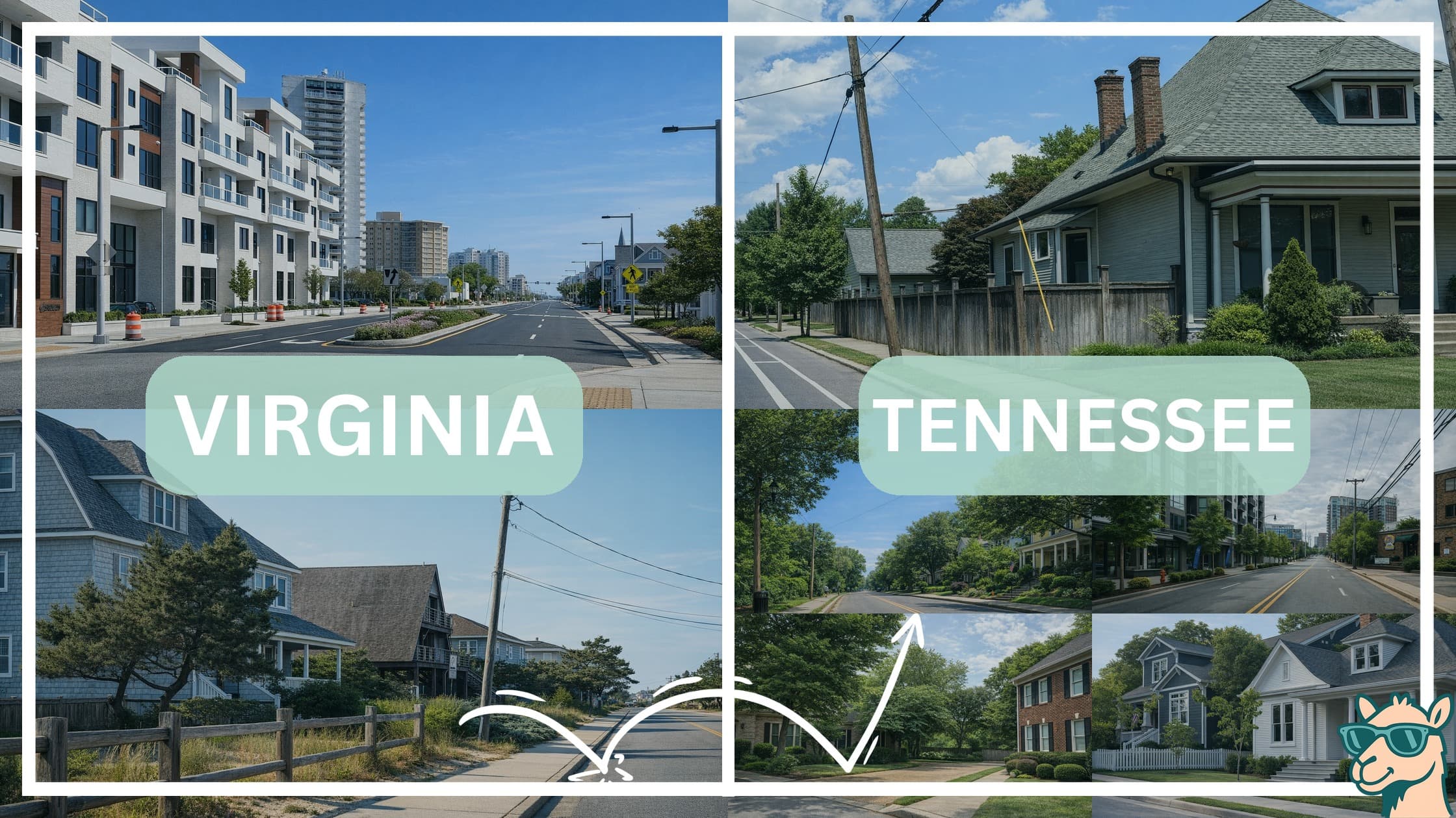 comparison of housing options and types between neighborhoods in Virginia and Tennessee