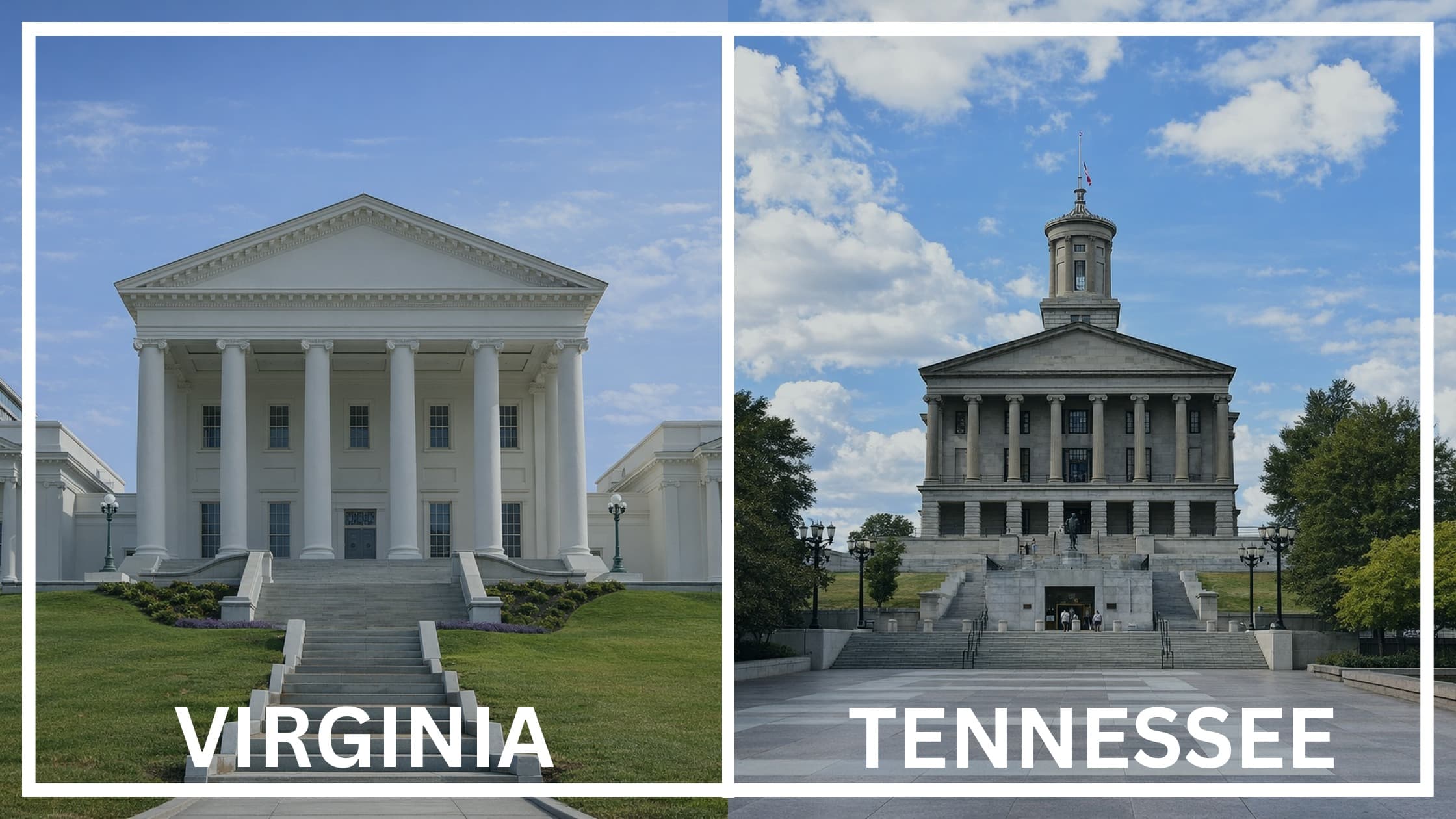 Comparing the state capitol buildings between Virginia and Tennessee.