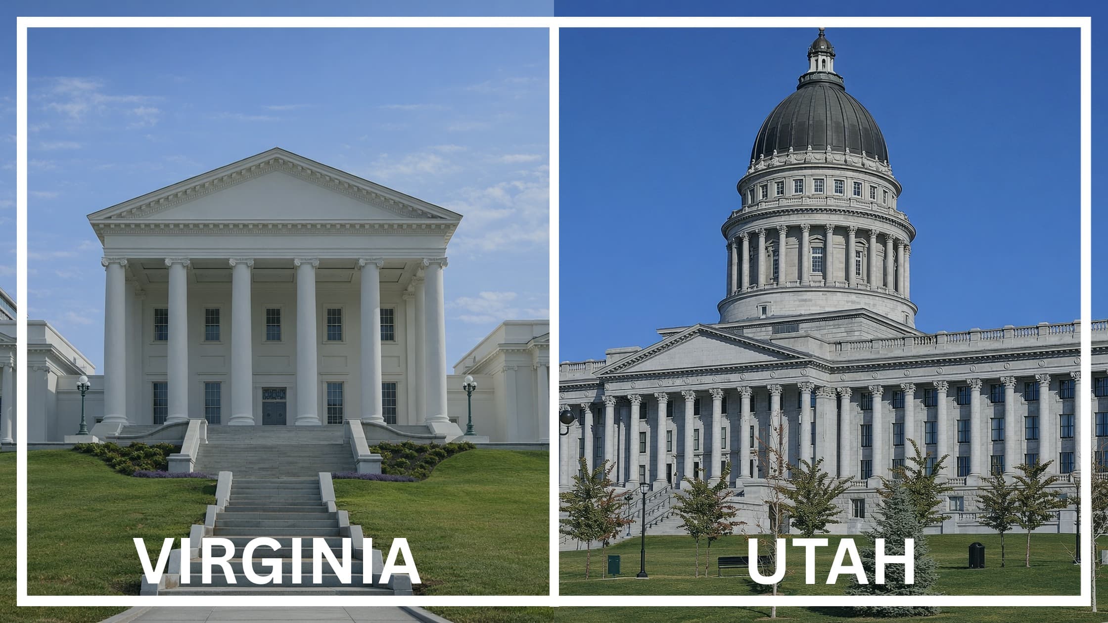 Comparing the state capitol buildings between Virginia and Utah.