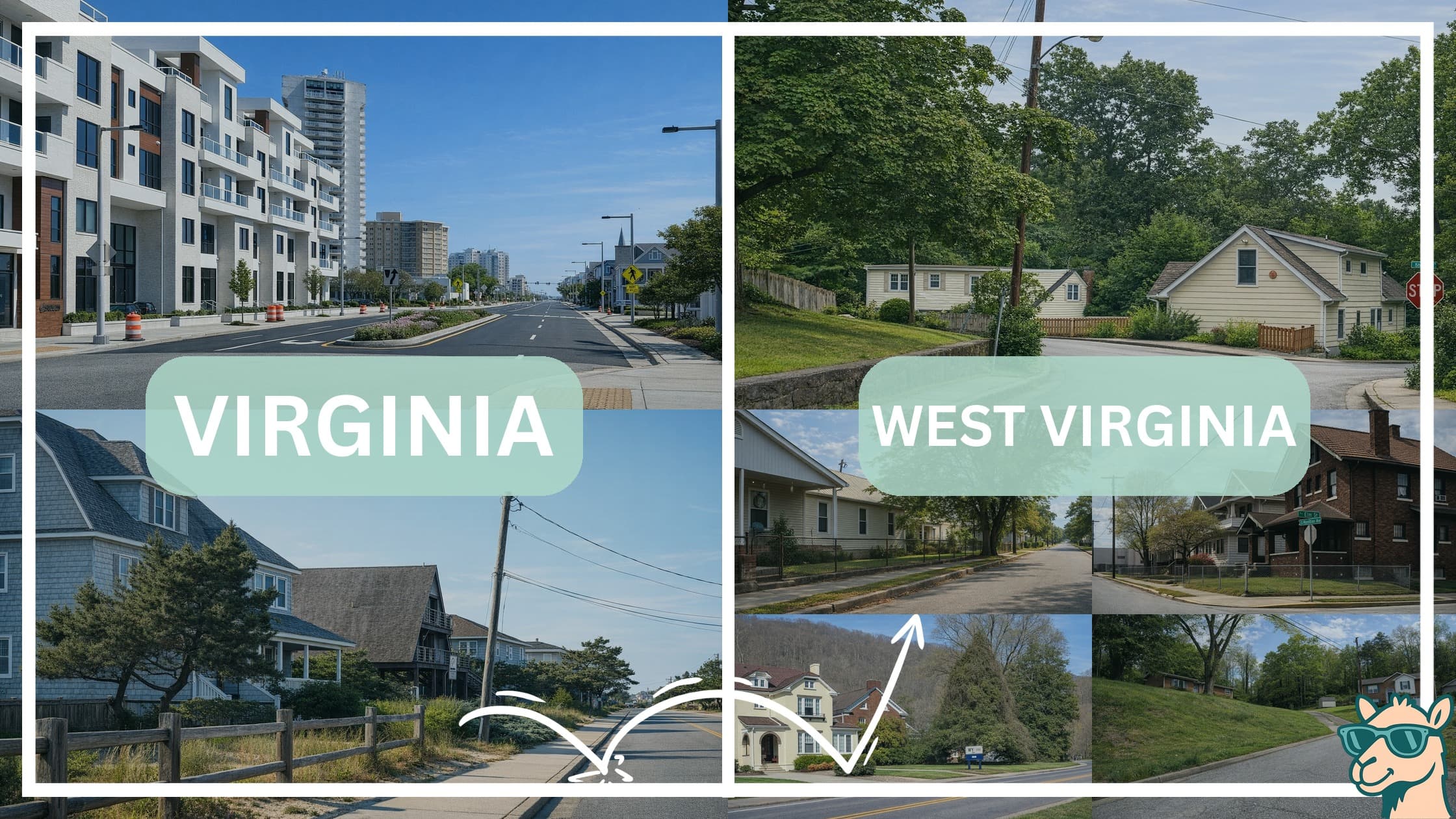 comparison of housing options and types between neighborhoods in Virginia and West Virginia