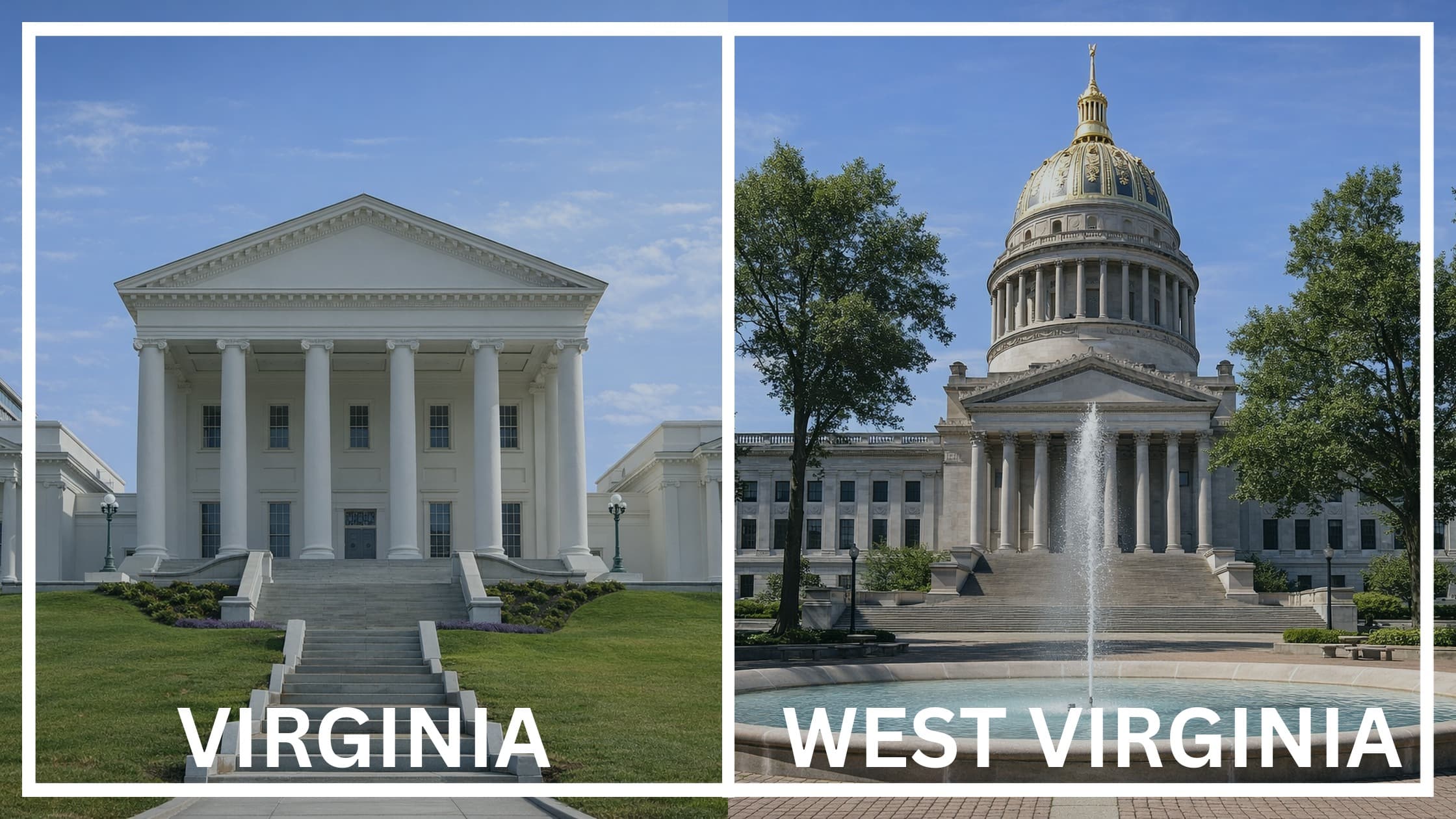 Comparing the state capitol buildings between Virginia and West Virginia.