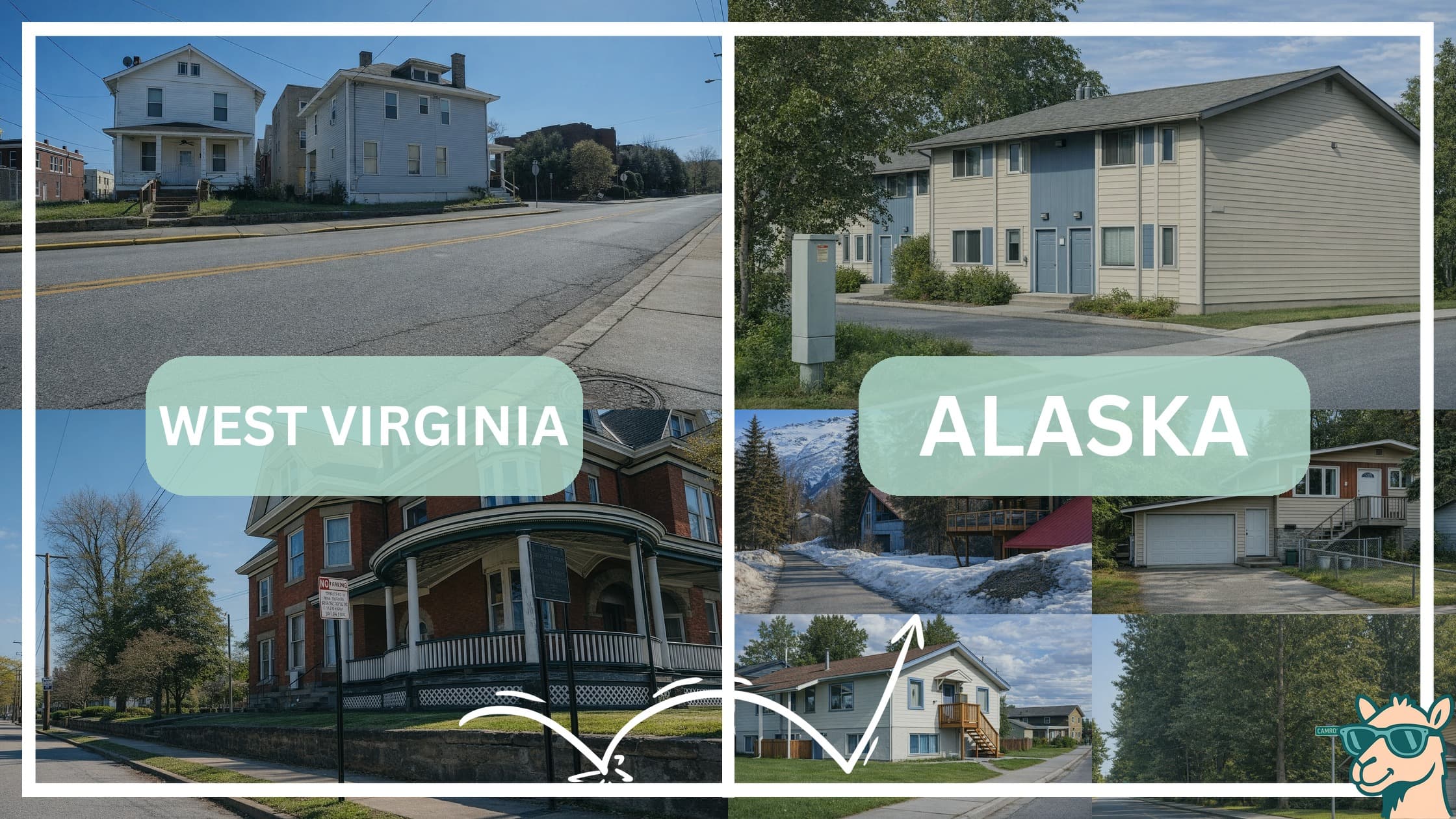 comparison of housing options and types between neighborhoods in West Virginia and Alaska