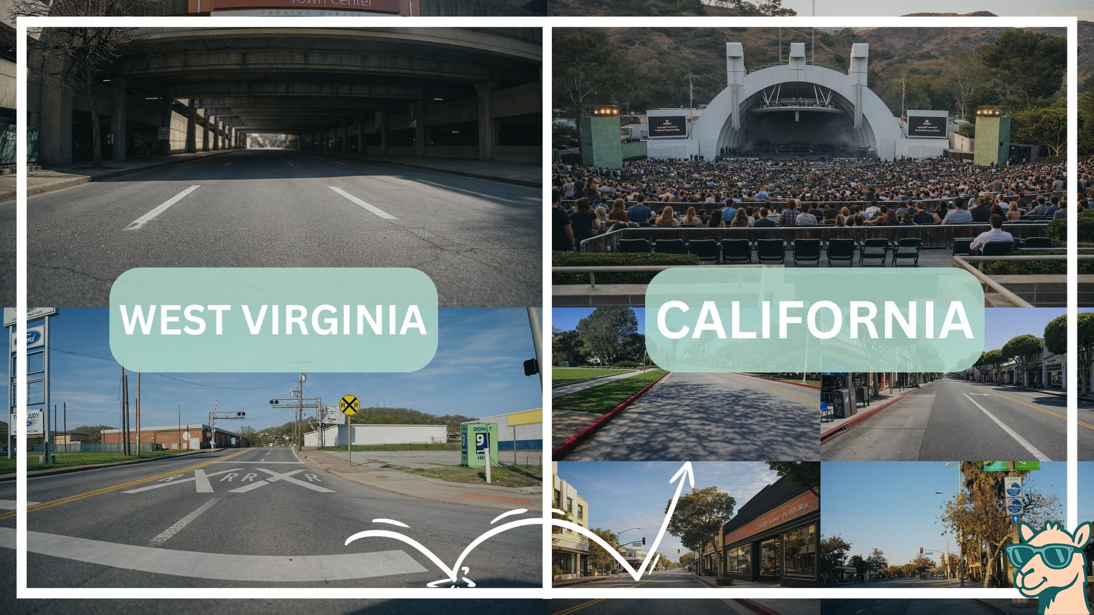 comparison of hotspots between neighborhoods in West Virginia and California