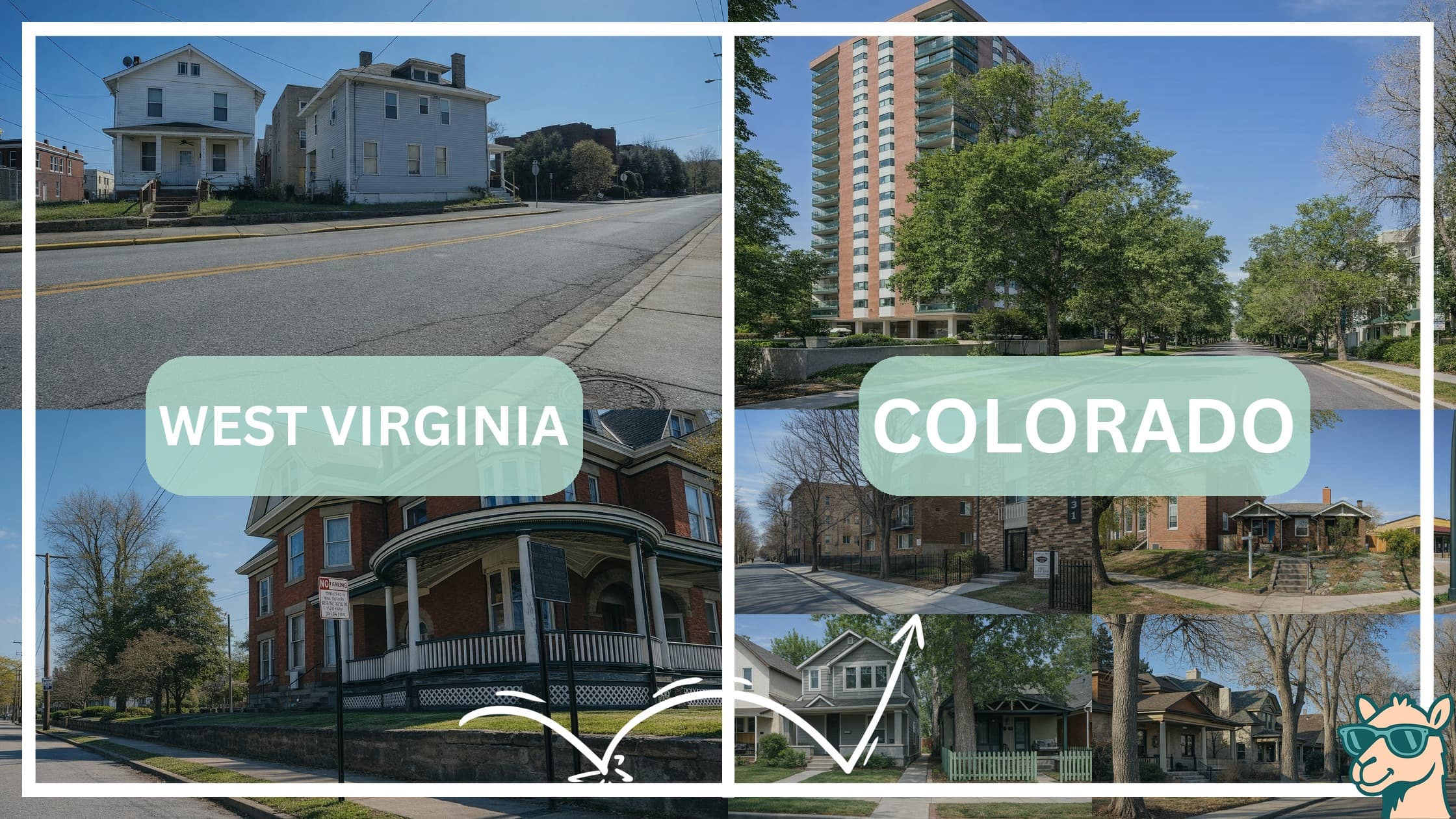 comparison of housing options and types between neighborhoods in West Virginia and Colorado