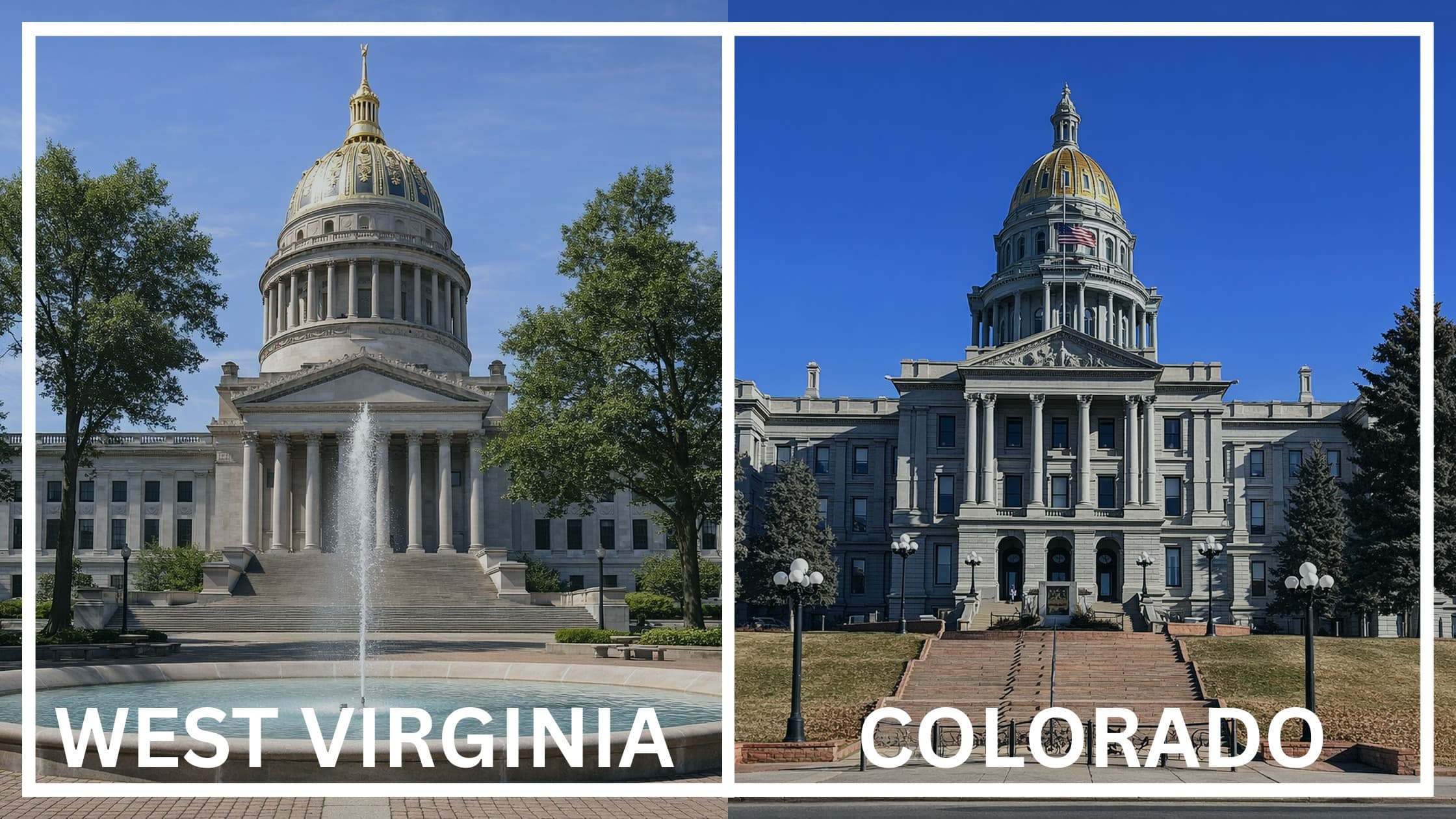Comparing the state capitol buildings between West Virginia and Colorado.