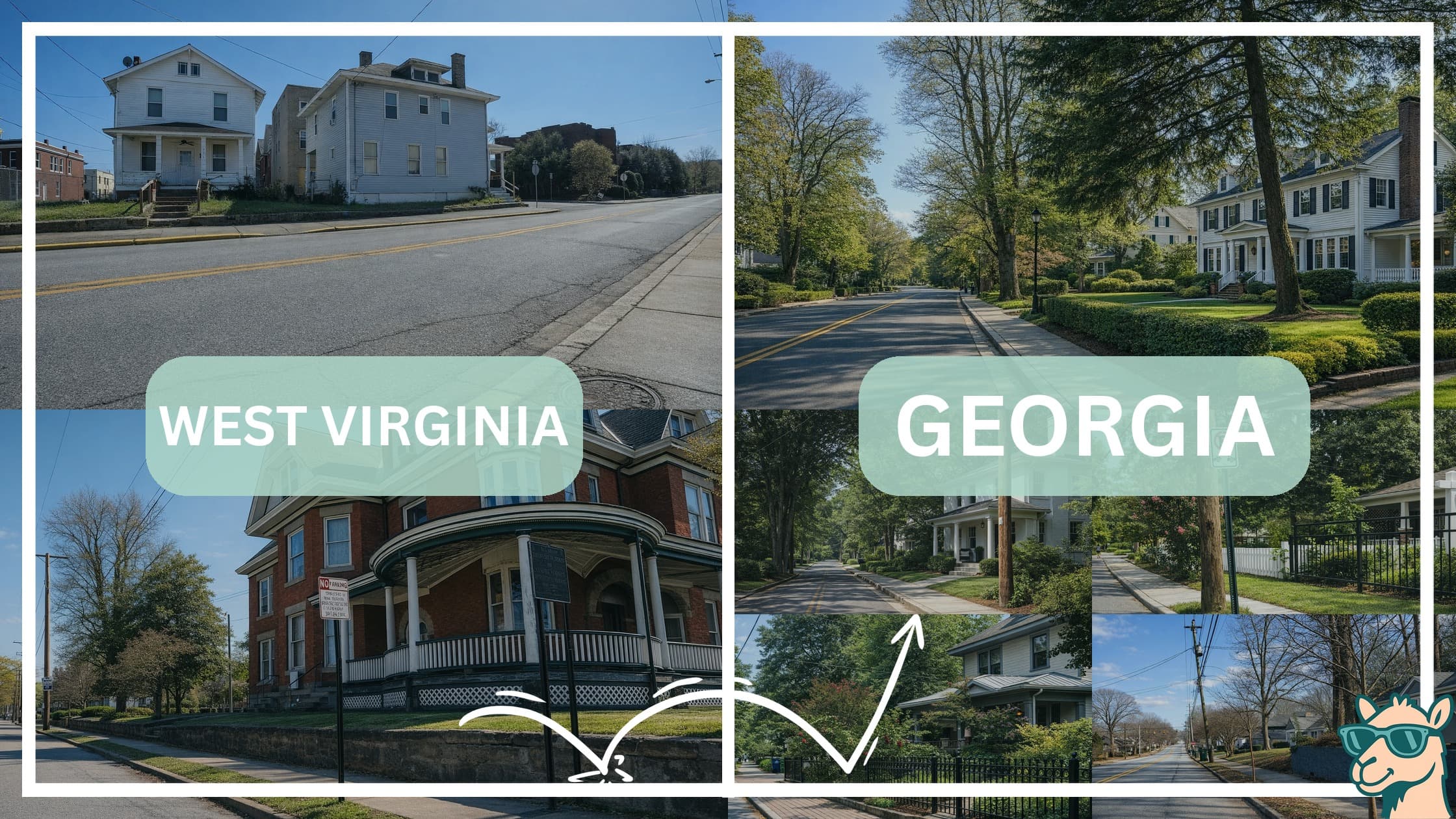 comparison of housing options and types between neighborhoods in West Virginia and Georgia