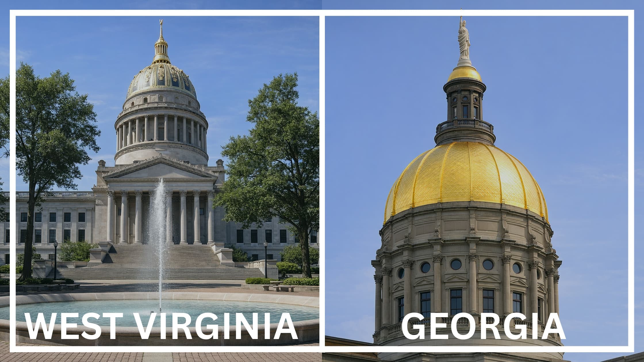 Comparing the state capitol buildings between West Virginia and Georgia.