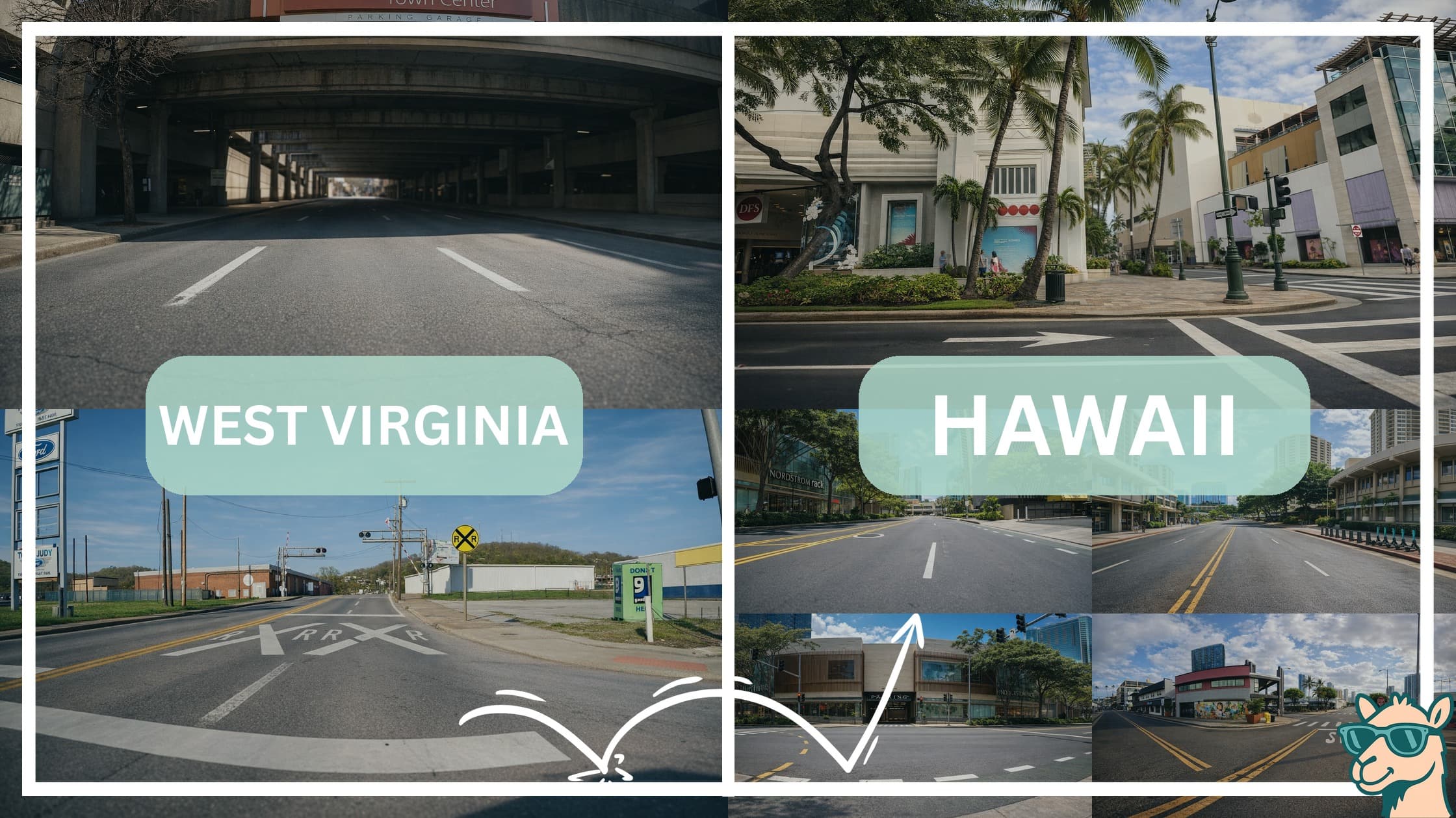 comparison of hotspots between neighborhoods in West Virginia and Hawaii