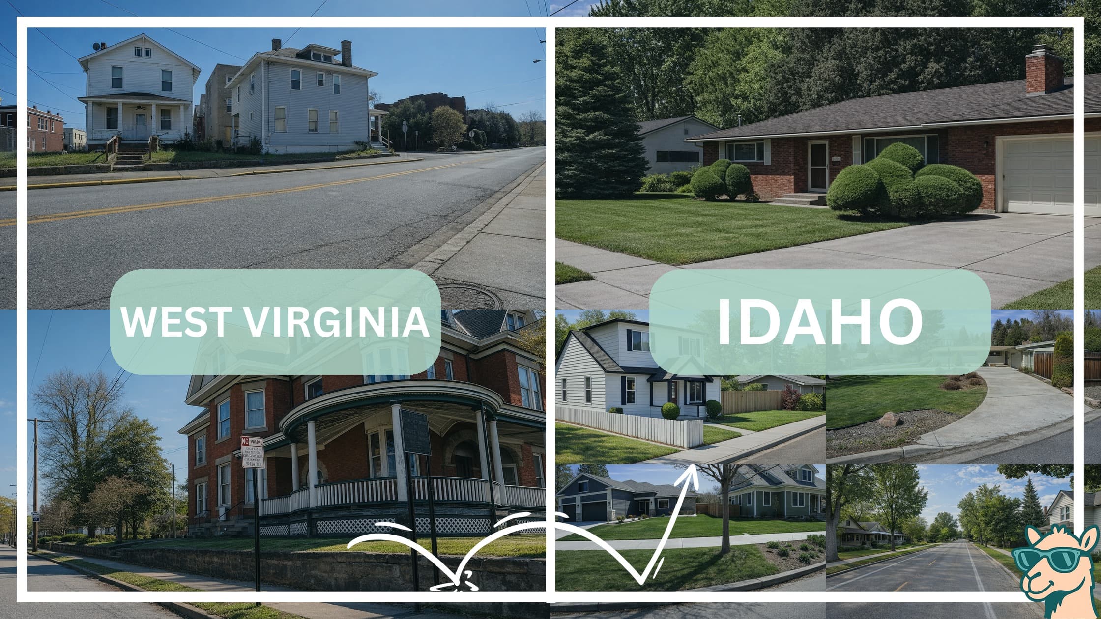 comparison of housing options and types between neighborhoods in West Virginia and Idaho