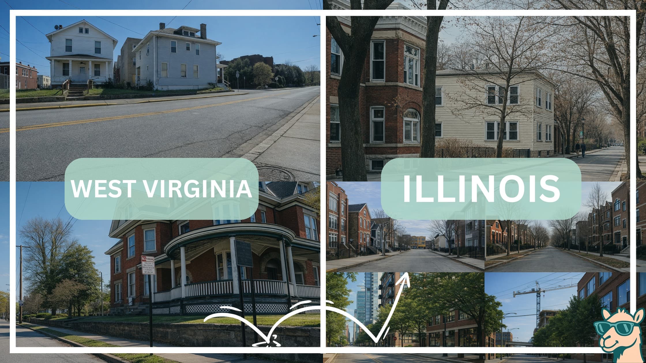 comparison of housing options and types between neighborhoods in West Virginia and Illinois