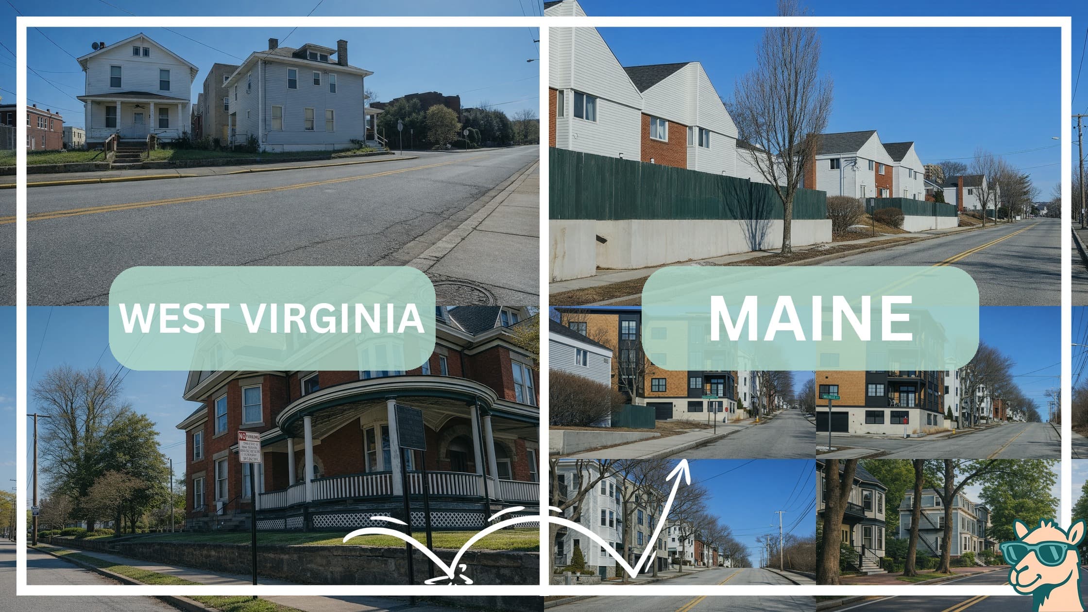 comparison of housing options and types between neighborhoods in West Virginia and Maine