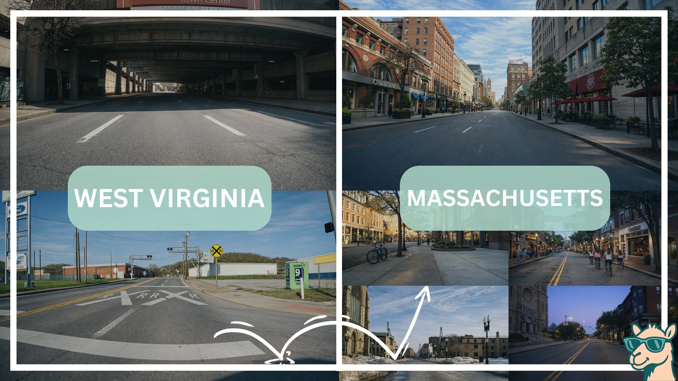 comparison of hotspots between neighborhoods in West Virginia and Massachusetts
