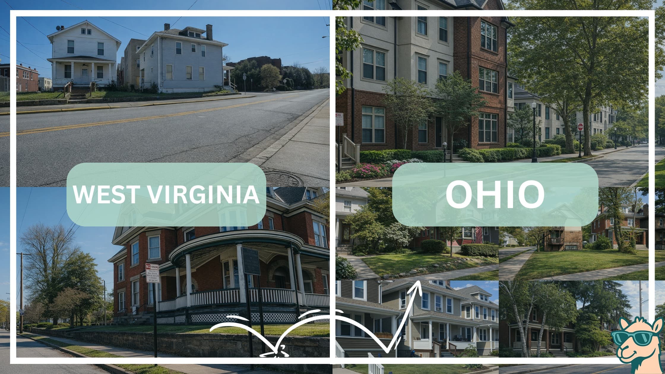 comparison of housing options and types between neighborhoods in West Virginia and Ohio