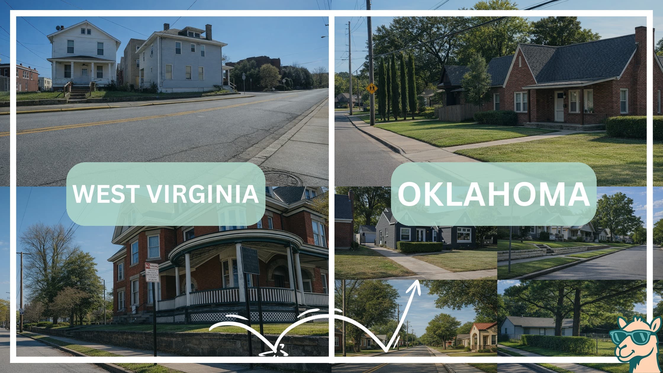 comparison of housing options and types between neighborhoods in West Virginia and Oklahoma