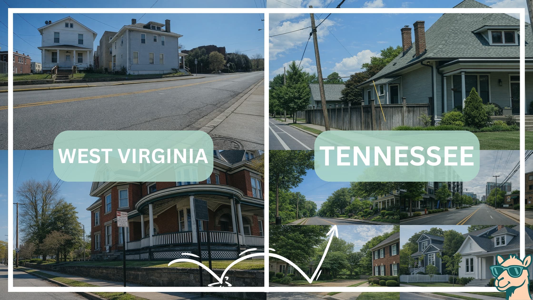 comparison of housing options and types between neighborhoods in West Virginia and Tennessee