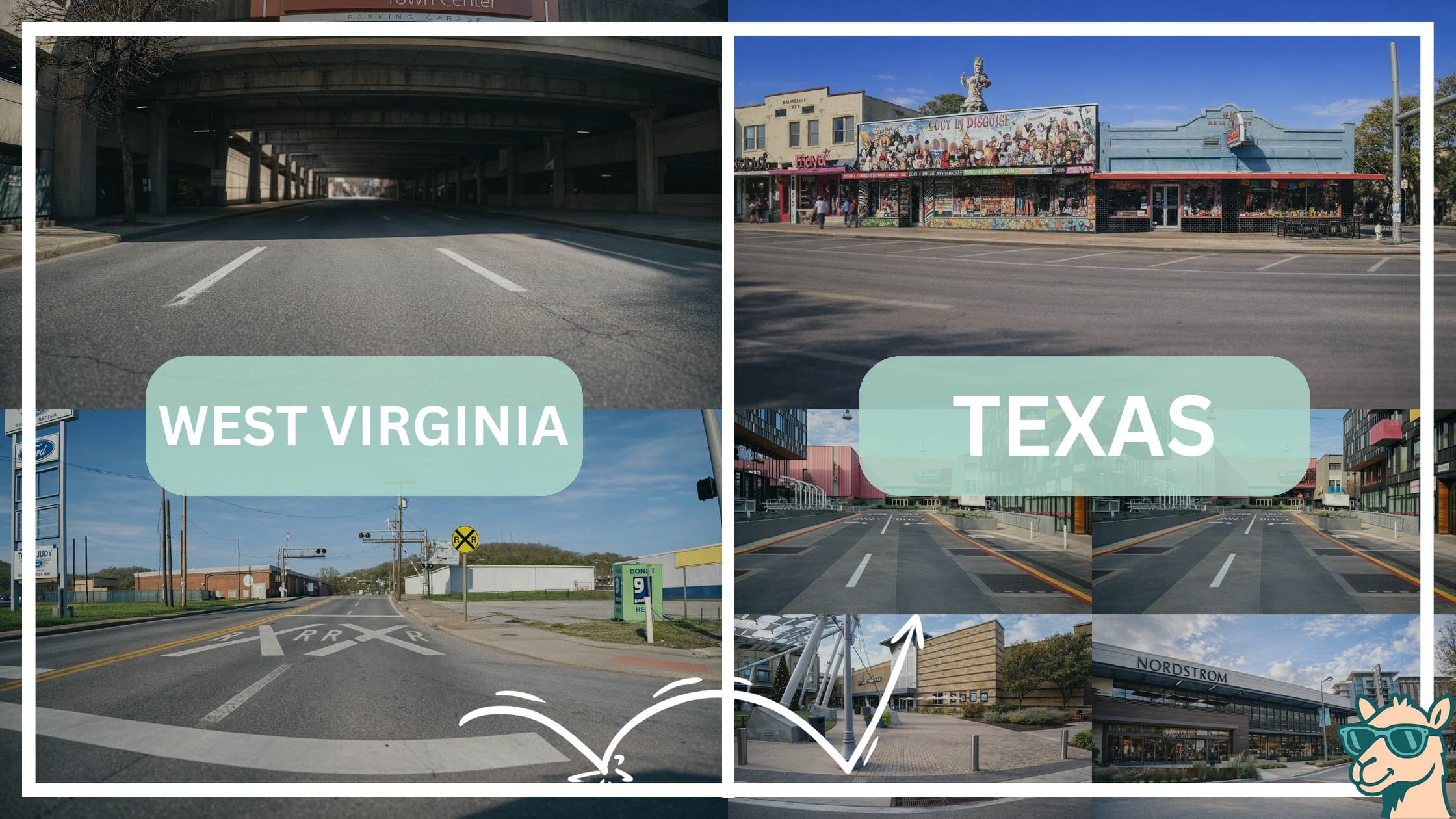 comparison of hotspots between neighborhoods in West Virginia and Texas
