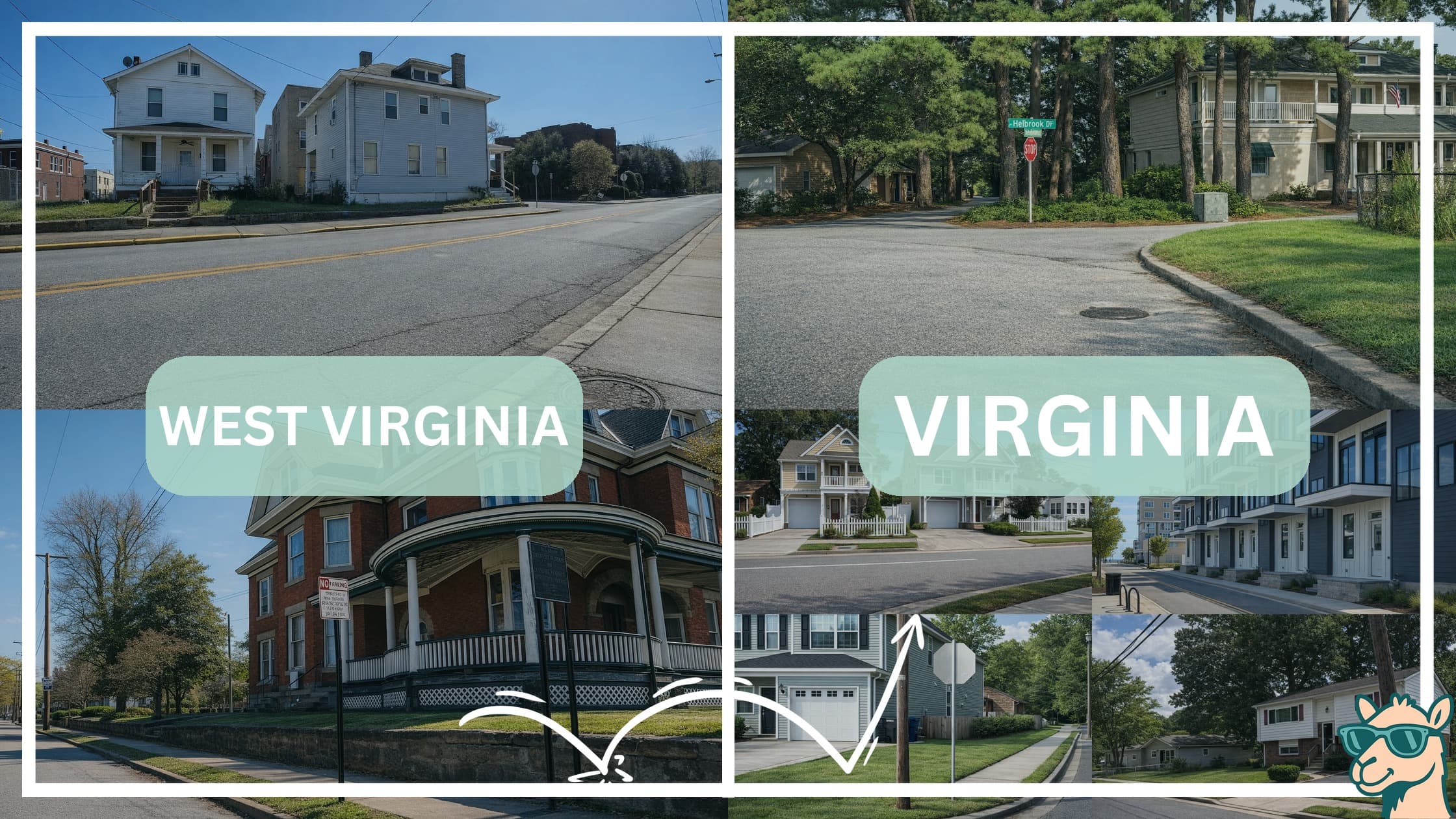 comparison of housing options and types between neighborhoods in West Virginia and Virginia
