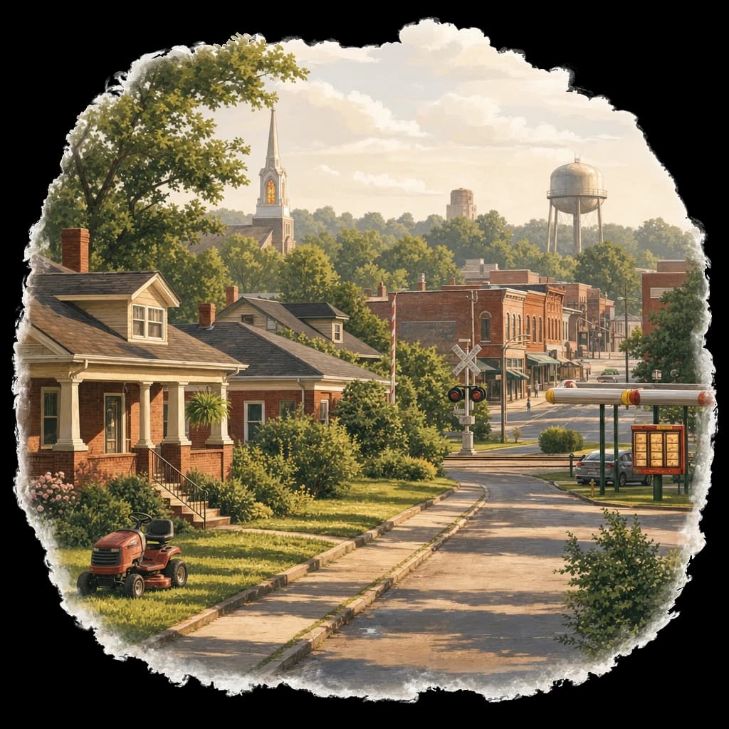 Illustrated Jackson, TN neighborhood street scene