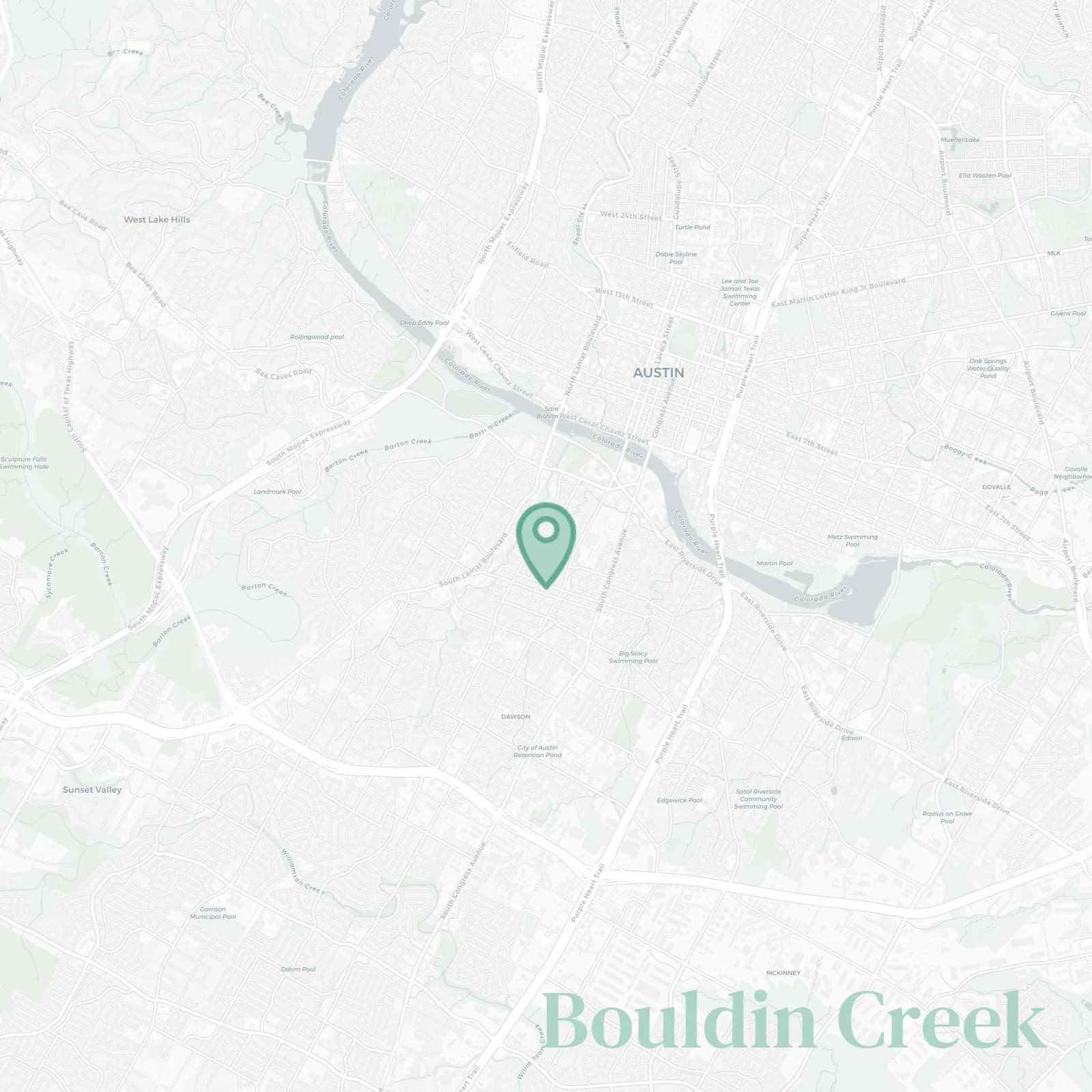 Bouldin Creek map