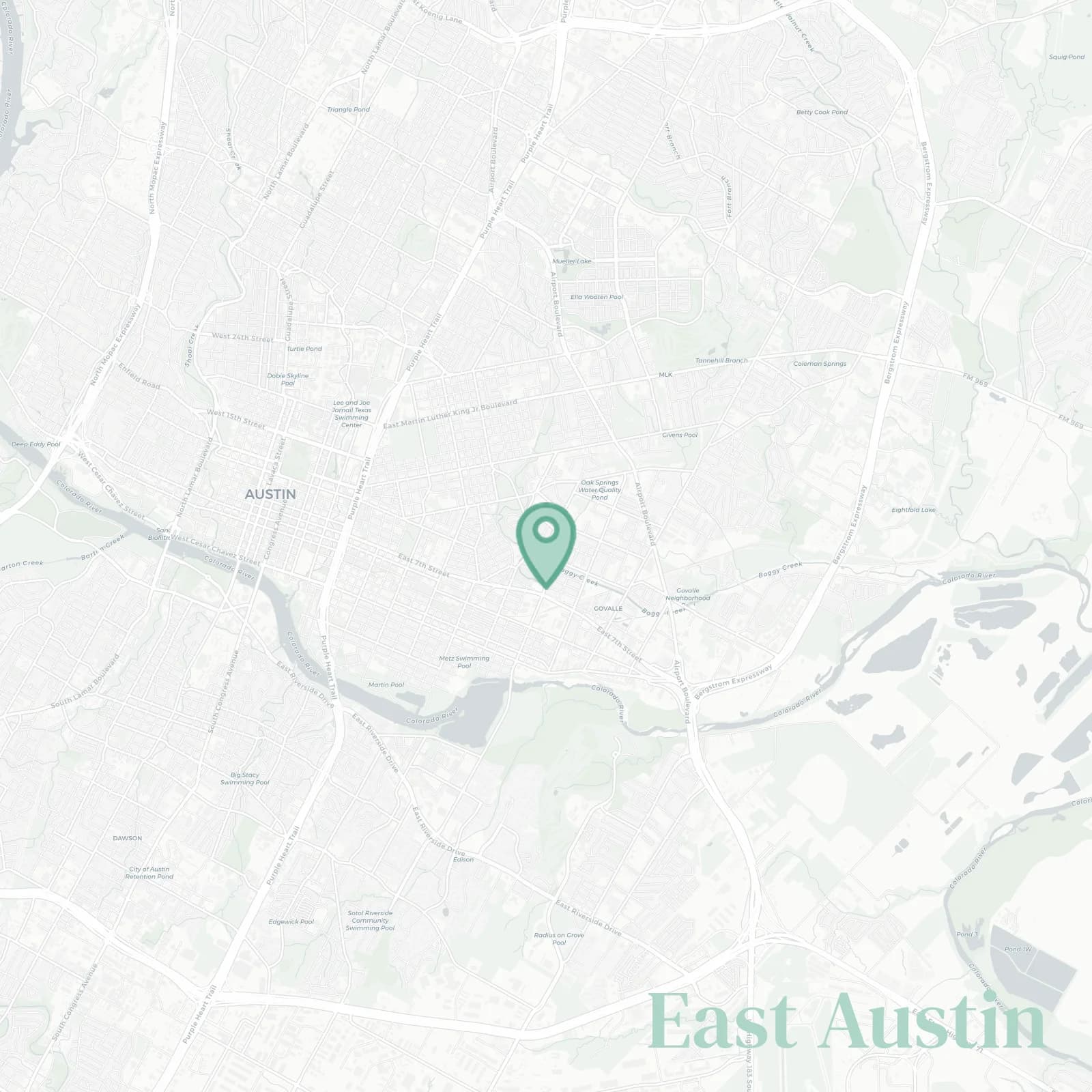 East Austin map