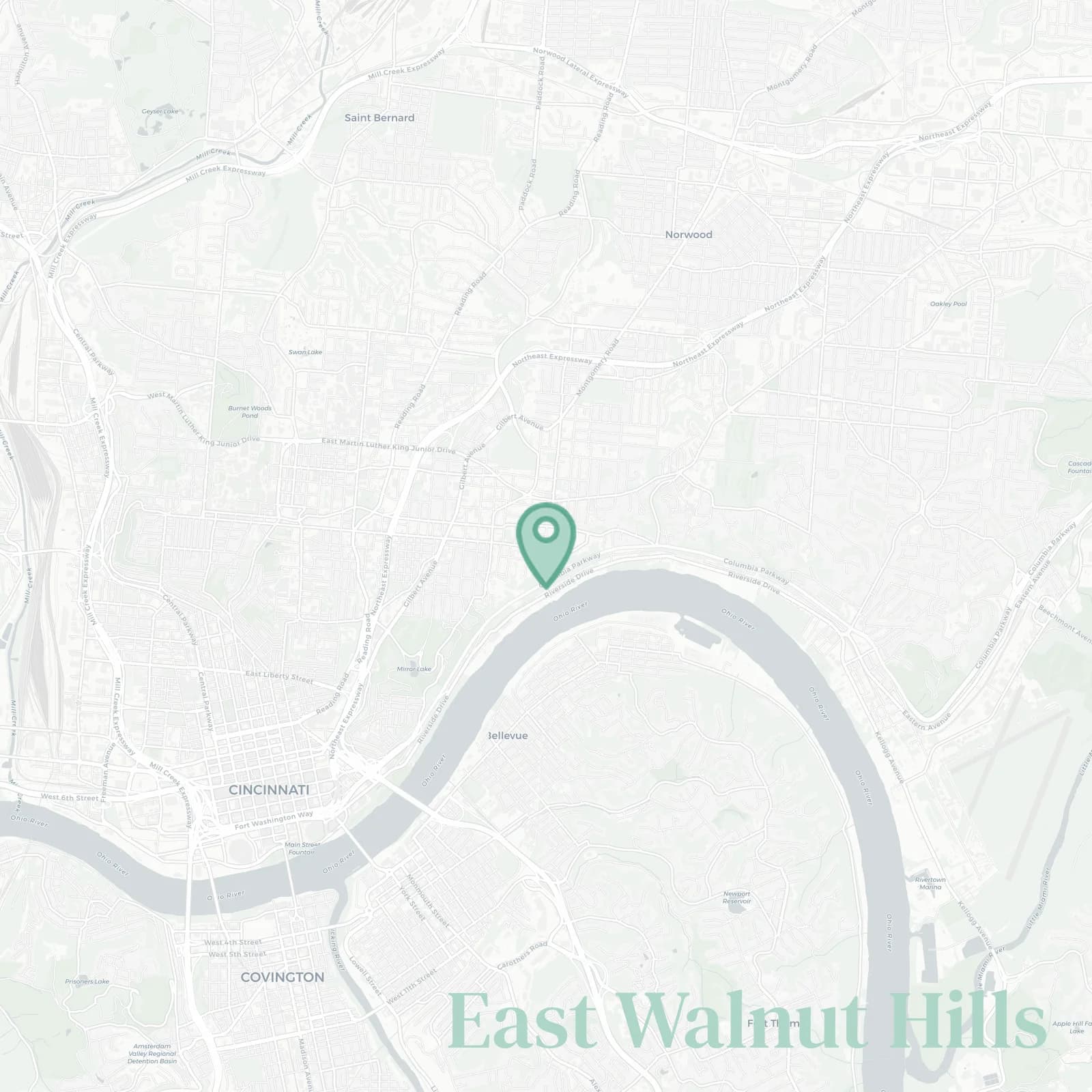 East Walnut Hills map