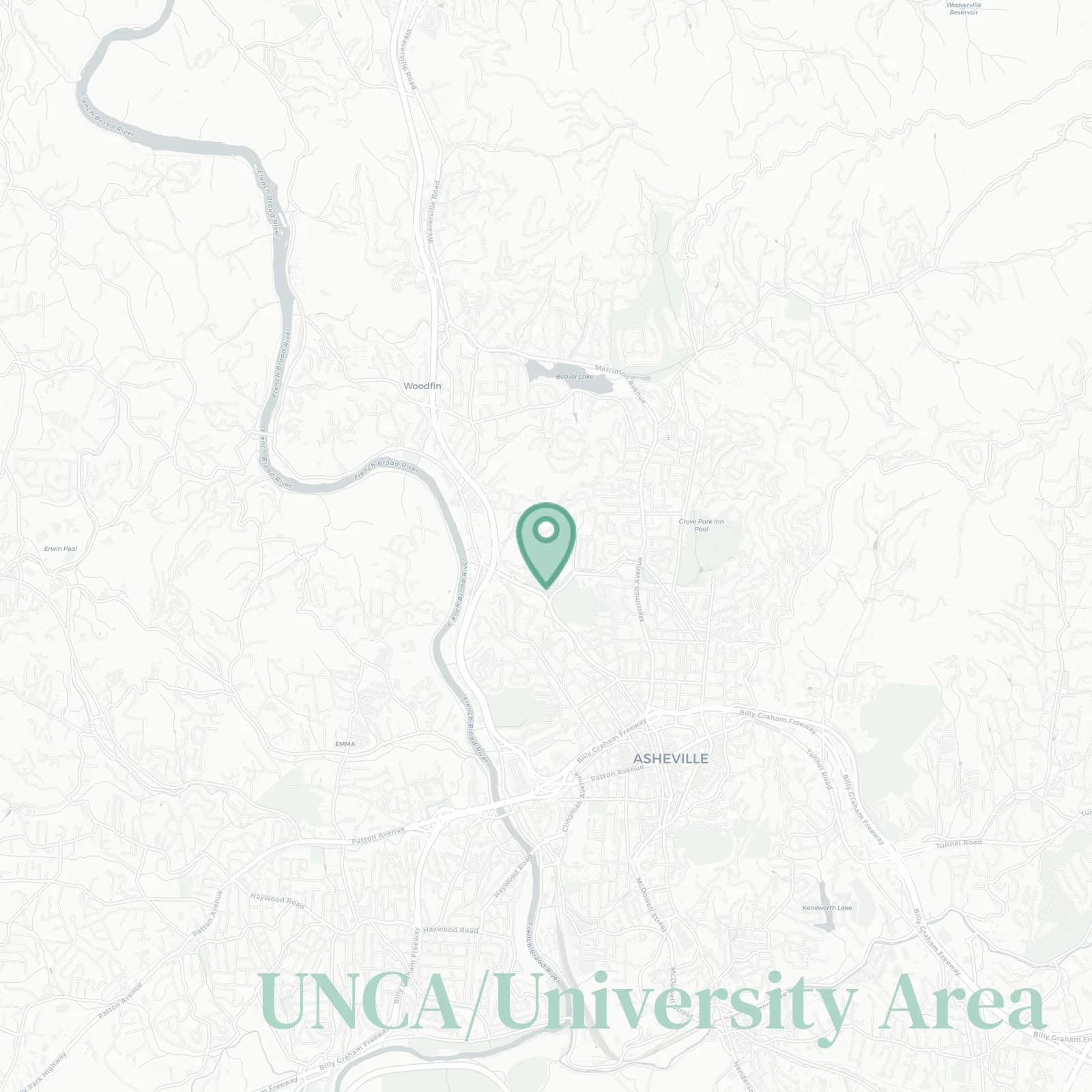 UNCA/University Area map